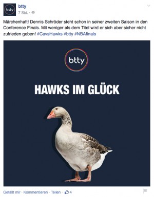 Social Media Texte für btty – hawks